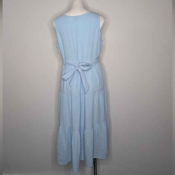 NWT J Crew Factory Blue Sleeveless Cotton Dress 14 - Picture 4 of 7